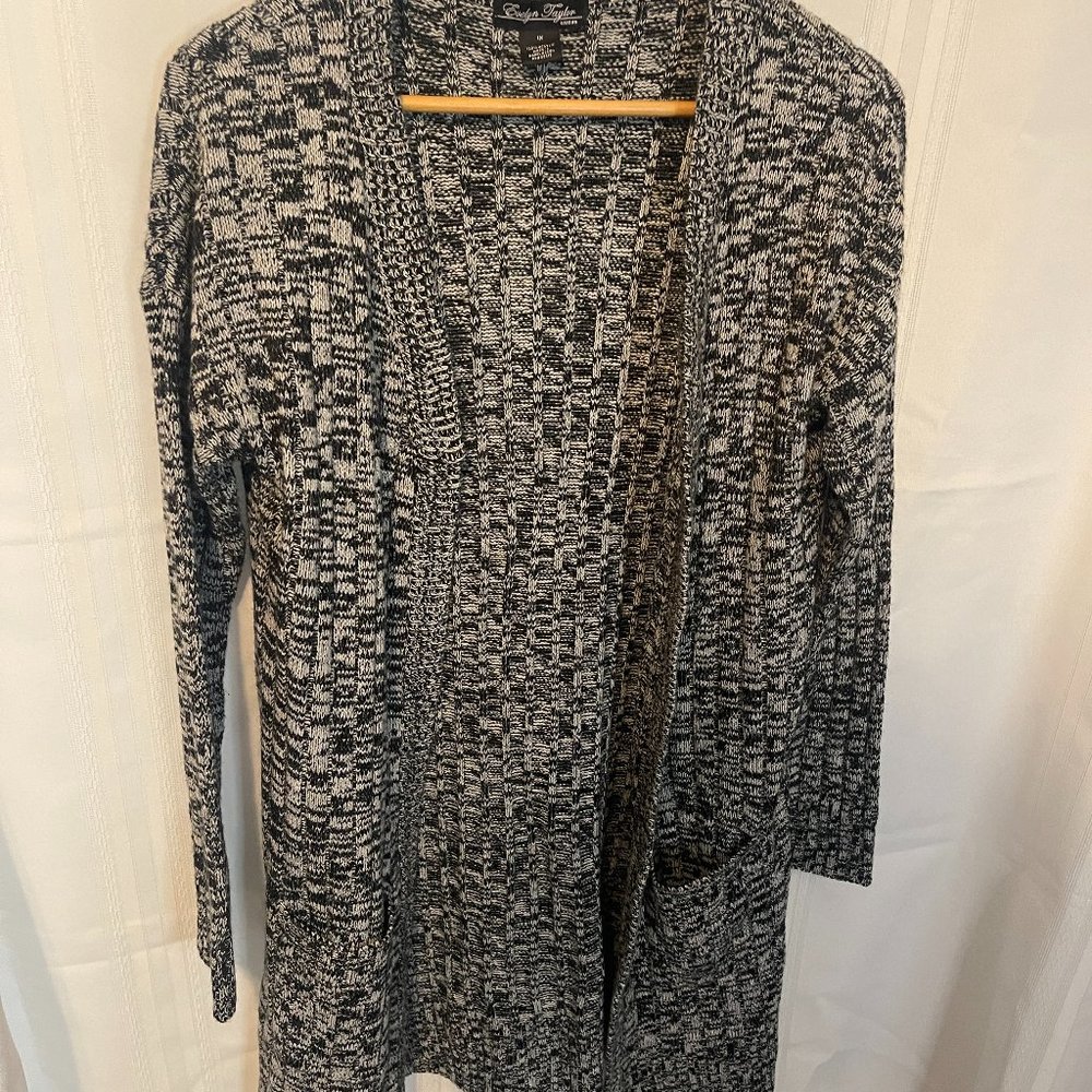 Evelyn Taylor Womens Cardigan Size XLarge Black/Gray (126)